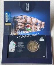 ITALIA 2025 NAVE AMERIGO VESPUCCI TOUR MONDIALE COINCARD MONETA 2 EURO NUOVA FDC