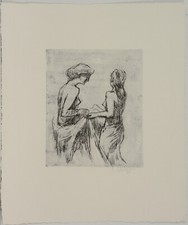 Walter Julius Küpper: acquaforte "Dopo il bagno / conversazioni tra ragazze" firmata