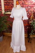 Vintage Originale 70er Abito Sposa Bianco Boho Hippie Pizzo Folklore Romantico S