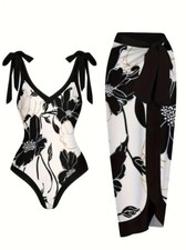 Costume vintage nero bianco con copricostume Anni 50' 60' - Sped. Incl.