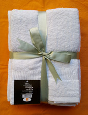 TRIS ASCIUGAMANI BIANCO VISO OSPITE TELO SPUGNA 100% COTONE HOTEL B&B 500 GR/M2