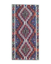 Tappeto runner Konya Kilim anni '30, lana geometrica tribale tessuto piatto 350x170 cm