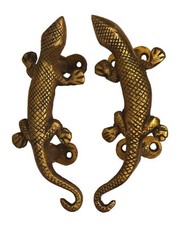 Maniglia estraibile porta ottone fatta a mano a forma di lucertola stile antico vintage arredamento casa