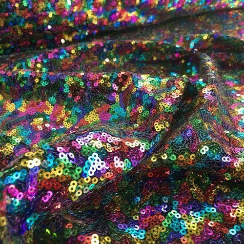 Tessuto paillettes arcobaleno