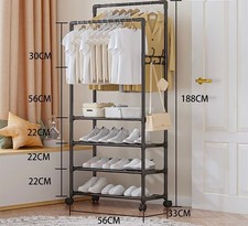 Stand Appendiabiti Doppio Con Ruote Da Terra Per Abiti Scarpe Salvaspazio Bianco