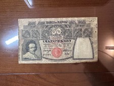 BIGLIETTO AL PORTATORE BANCO NAPOLI 50 LIRE ROSA 23 2 1911 MB+ SABAUDA