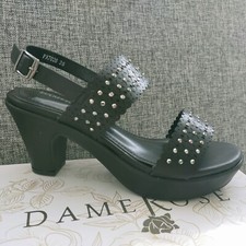 SANDALI DONNA TACCO PLATEAU  CLASSICI ELEGANTI  nero 40 39 38 37 36 VV