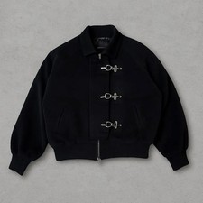 Giubbotto bomber lana vintage uomo chiusura pompiere aviatore militare invernale cappotto