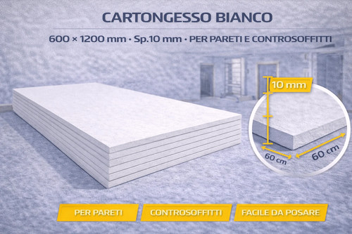 Cartongesso bianco 600x1200 - cartongesso, mm
