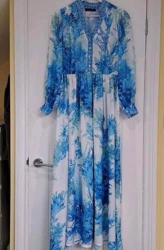 Maxi abito blu - , floreale