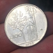 MONETA 100 LIRE VULCANO 1955 REPUBBLICA ITALIANA  RARA