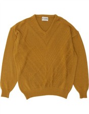 Maglione maglione donna scollo a V CENTRO MAGLIA IT 54 2XL giallo cotone DB46