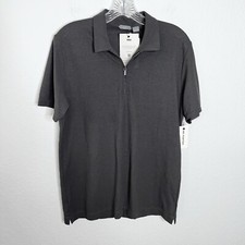 Zanone Ice Cotton Shirt Men Medium 48 Polo Jersey Gray Short Sleeve Zip Italy  V