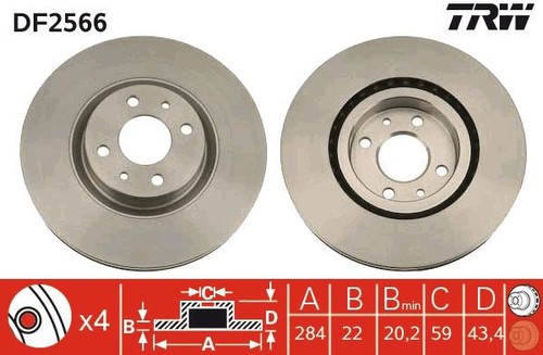 Disco freno trw - freno, df2566