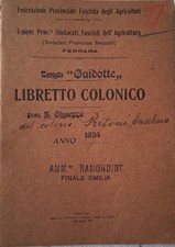 Libretto Colonico Federazione Fascista Aggricoltori Amm.Ramondini Finale Emilia