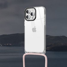 sampoet Cover per iPhone 15 Pro (6,1"), Custodia con Regolabile Laccio Tracolla