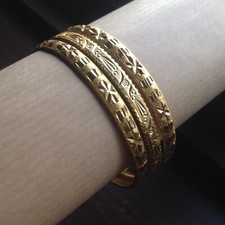 bracciali Indian Gold Plated Bangles size M = 20 cm / 8 placcato oro vintage