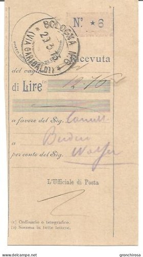 Ricevuta vaglia postale - vaglia,