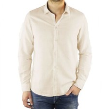 Camicia Uomo Lino Beige Slim