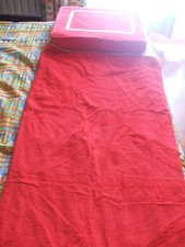 COPPIA DI TELI COPRI LETTINI MARE CON CUSCINI - ROSSO CON BORDO DORATO +