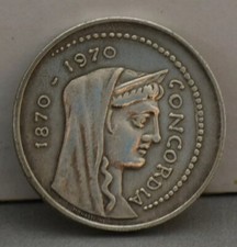 MONETE LIRE 1000 CONCORDIA IN ARGENTO ROMA CAPITALE 1870 -1970