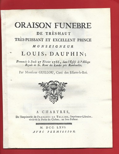 1766 oraison funebre louis - oraison, de