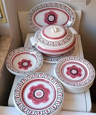 SERVIZIO RICHARD GINORI MONDOVÌ ANNI 60 VINTAGE FIORI ROSSI 15 PIATTI E ZUPPIERA