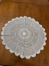 GRANDE CENTRO VINTAGE ROTONDO UNCINETTO BIANCO DIAM. CM. 60 CIRCA