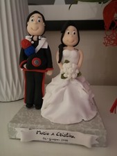 CAKE TOPPER WEDDING MATRIMONIO SPOSI PERSONALIZZATO IN FIMO LAVORATO A MANO