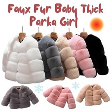 Parka spesso pelliccia sintetica di lusso UK bambini ragazze cappotto caldo giacca capospalla NUOVO