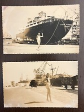 Lotto n 2 Foto Cartoline anni '60 - bella ragazza al porto merci di Ravenna ?