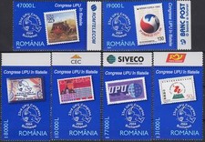 Romania 2004 UPU Lettere Carrozza Cavalli Posta Trasporto Timbro-su-Timbro 6v MNH