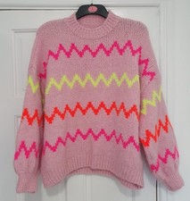 Maglione maglia manica lunga collo alto rosa morbido Made in Italy taglia 18 20!