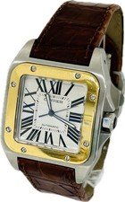 Orologio Uomo Cartier Santos 100 W20072X7 2656 Bianco Automatico Ottimo A4059
