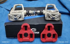 Pedali Exustar compatibili Keo bianchi + scatola orig. e tacchette rosse nuove