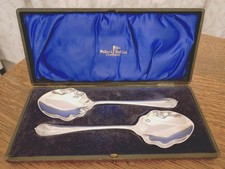 Vintage ART DECO Set 2 Silver Plated TRIFLE SERVING SPOONS Walker&Hall Sheffield