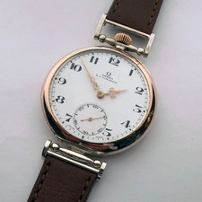 Grande ANTICO orologio da polso svizzero uomo matrimonio lusso argento quadrante smaltato OMEGA