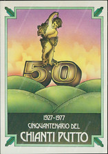cr409 cartolina cinquantenario 1927-1977 del chianti putto vino firenze