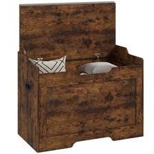 HOMCOM Cassapanca in Legno da 103L con Cuscino in Tessuto Grigio 75x40x56 cm