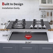 Piano cottura a gas 60 cm Nero