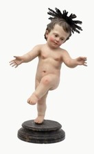 Angioletto, Putto scolpito di pregevole fattura, con occhi in cerami, perfetto s