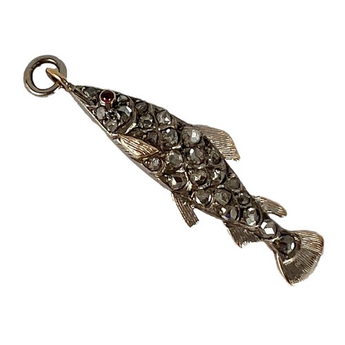 Antico ciondolo pesce - oro, rosa