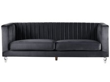Divano in Velluto Nero a 3