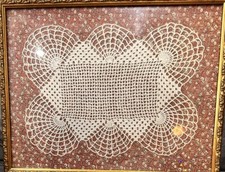 Framed Crocheted Lace Doily