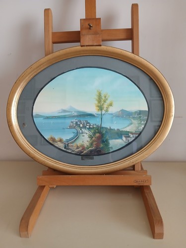 Gouache napoletana epoca su - gouache, d'epoca,