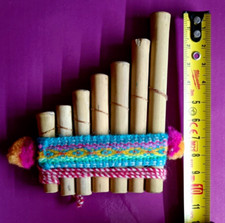 FLAUTO DI PAN,ORIGINALE ANDINA DOPPIA CANNA DI BAMBU' CM 10