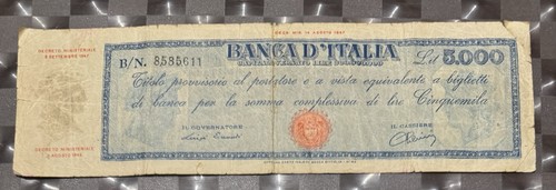 5000 lire titolo provvisorio - lire,