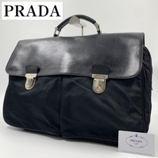 Borsa da lavoro PRADA valigetta in pelle nylon ferramenta argento nera autentica