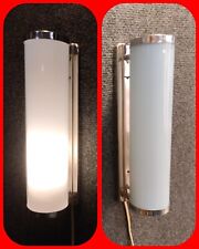 1 Applique Art Déco Bauhaus Laiton Chromé/ Verre Opalin An 30-40