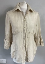 ZARA blusa di seta beige UK M